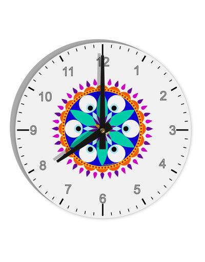 Evil Eye Protection Mandala 10 InchRound Wall Clock with Numbers by TooLoud-Wall Clock-TooLoud-White-Davson Sales