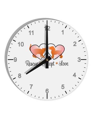 Rescue Adopt Love 10 InchRound Wall Clock with Numbers-Wall Clock-TooLoud-White-Davson Sales