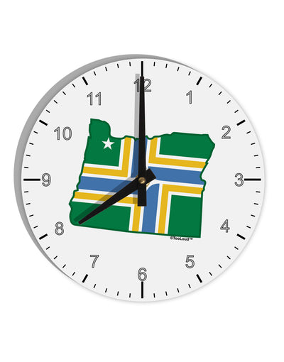 Portland Oregon Flag 10 InchRound Wall Clock with Numbers-Wall Clock-TooLoud-White-Davson Sales