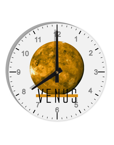 Planet Venus Text 10 InchRound Wall Clock with Numbers by TooLoud-Wall Clock-TooLoud-White-Davson Sales