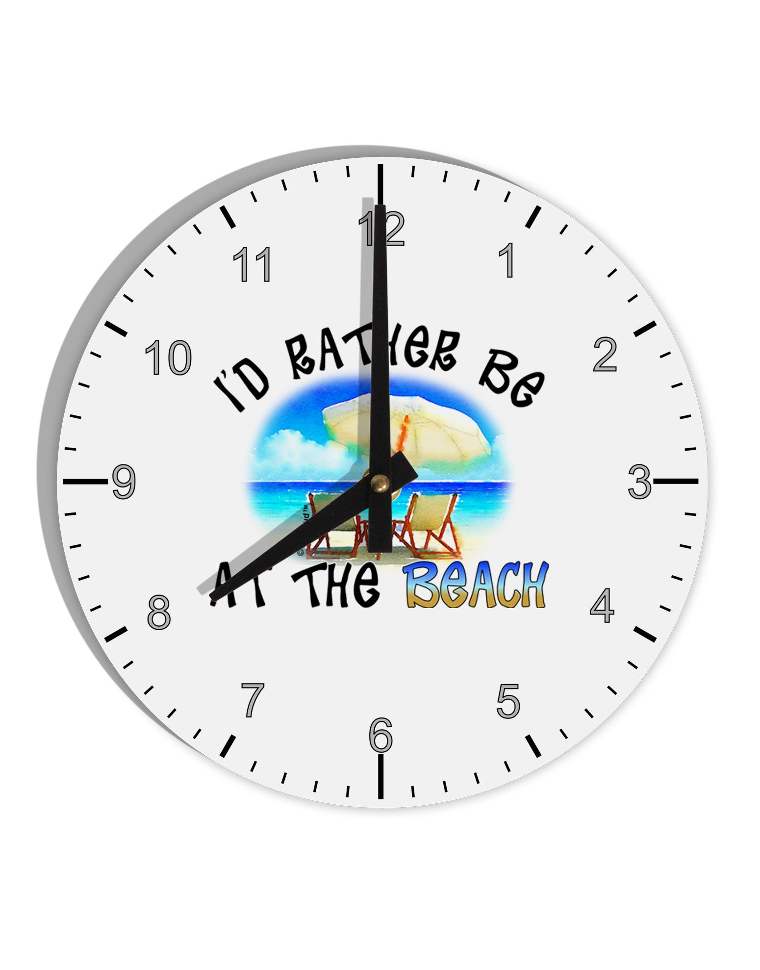 I'd Rather Be At The Beach 10 InchRound Wall Clock with Numbers-Wall Clock-TooLoud-White-Davson Sales