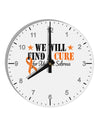 MS - We Will Find A Cure 10 InchRound Wall Clock with Numbers-Wall Clock-TooLoud-White-Davson Sales