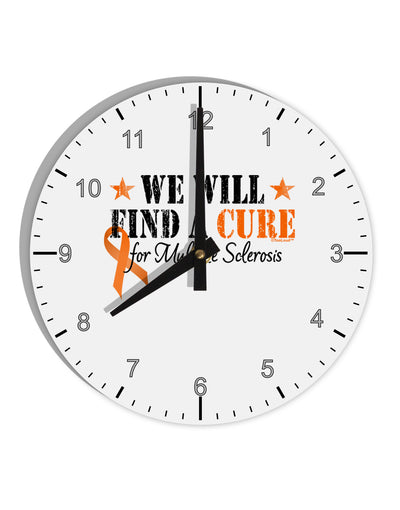 MS - We Will Find A Cure 10 InchRound Wall Clock with Numbers-Wall Clock-TooLoud-White-Davson Sales