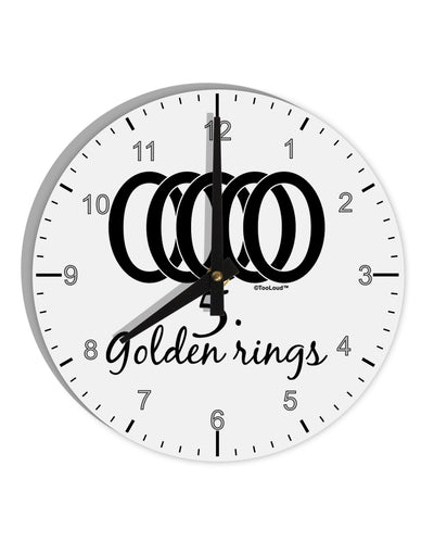 Five Golden Rings Text 10 InchRound Wall Clock with Numbers-Wall Clock-TooLoud-White-Davson Sales