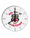 Hoo Will Be My Valentine 10 InchRound Wall Clock with Numbers-Wall Clock-TooLoud-White-Davson Sales