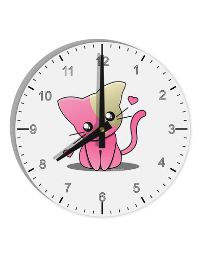 Kawaii Kitty 10 InchRound Wall Clock with Numbers-Wall Clock-TooLoud-White-Davson Sales