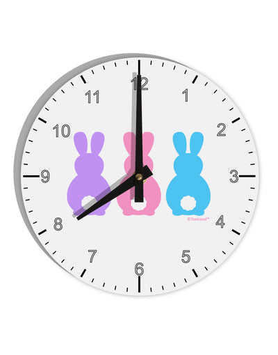 Three Easter Bunnies - Pastels 10 InchRound Wall Clock with Numbers by TooLoud-Wall Clock-TooLoud-White-Davson Sales