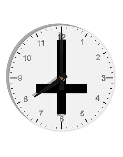 Inverted Cross 10 InchRound Wall Clock with Numbers-Wall Clock-TooLoud-White-Davson Sales