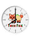 Cute Taco Fox Text 10 InchRound Wall Clock with Numbers-Wall Clock-TooLoud-White-Davson Sales