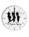 Eleven Pipers Piping Text 10 InchRound Wall Clock with Numbers-Wall Clock-TooLoud-White-Davson Sales