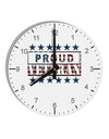 Proud Veteran Flag 10 InchRound Wall Clock with Numbers-Wall Clock-TooLoud-White-Davson Sales