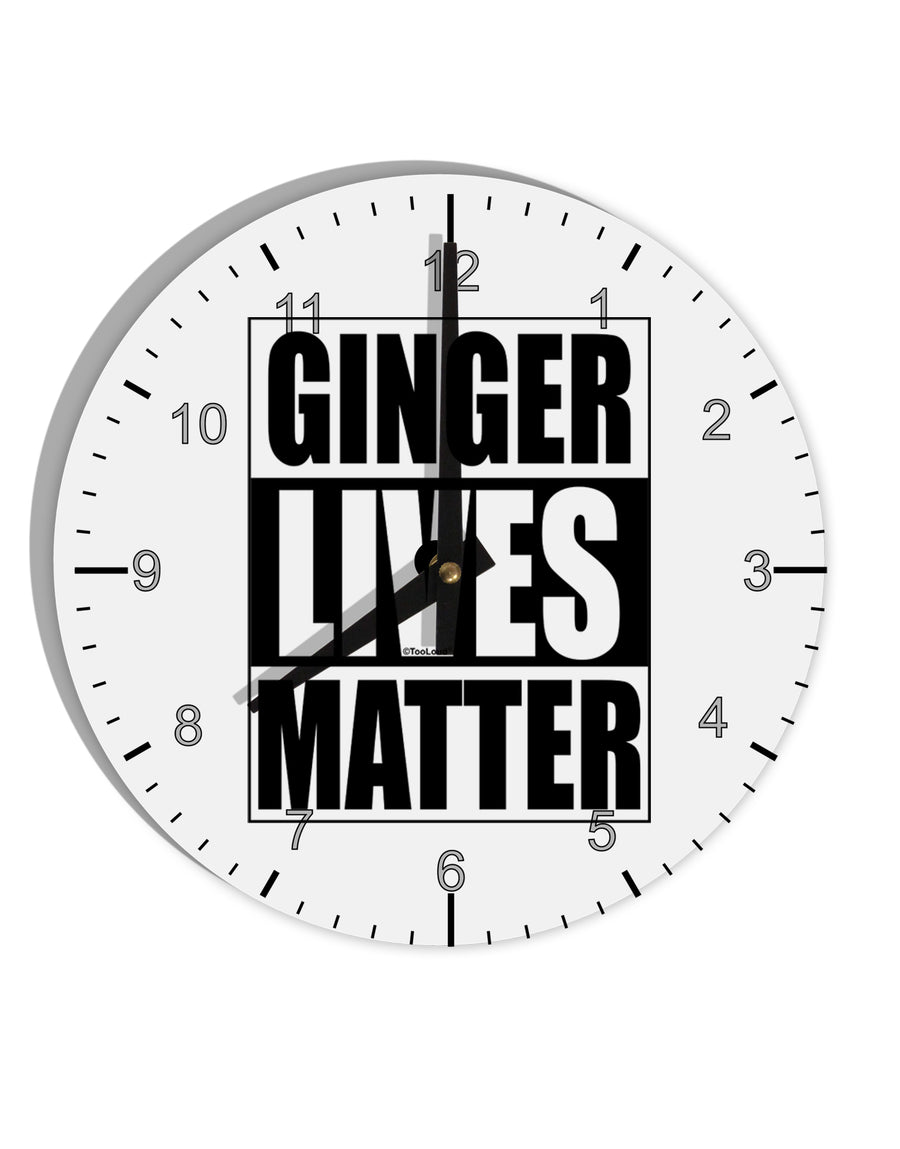 Ginger Lives Matter 10 InchRound Wall Clock with Numbers by TooLoud-Wall Clock-TooLoud-White-Davson Sales