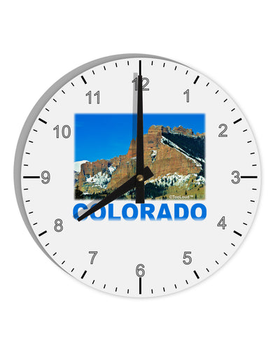 Colorado Snowy Mountains Text 10 InchRound Wall Clock with Numbers-Wall Clock-TooLoud-White-Davson Sales