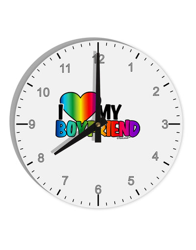 I Heart My Boyfriend - Rainbow 10 InchRound Wall Clock with Numbers-Wall Clock-TooLoud-White-Davson Sales