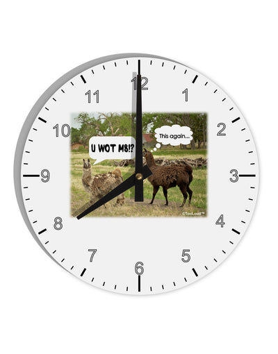 Angry Standing Llamas 10 InchRound Wall Clock with Numbers by TooLoud-Wall Clock-TooLoud-White-Davson Sales