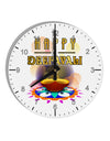Happy Deepavali - Rangoli and Diya 10 InchRound Wall Clock with Numbers by TooLoud-Wall Clock-TooLoud-White-Davson Sales