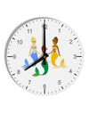 Three Mermaids 10 InchRound Wall Clock with Numbers-Wall Clock-TooLoud-White-Davson Sales