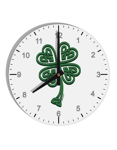 3D Style Celtic Knot 4 Leaf Clover 10 InchRound Wall Clock with Numbers-Wall Clock-TooLoud-White-Davson Sales