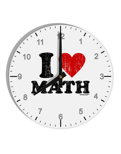 I Heart Math Distressed 10 InchRound Wall Clock with Numbers by TooLoud-Wall Clock-TooLoud-White-Davson Sales