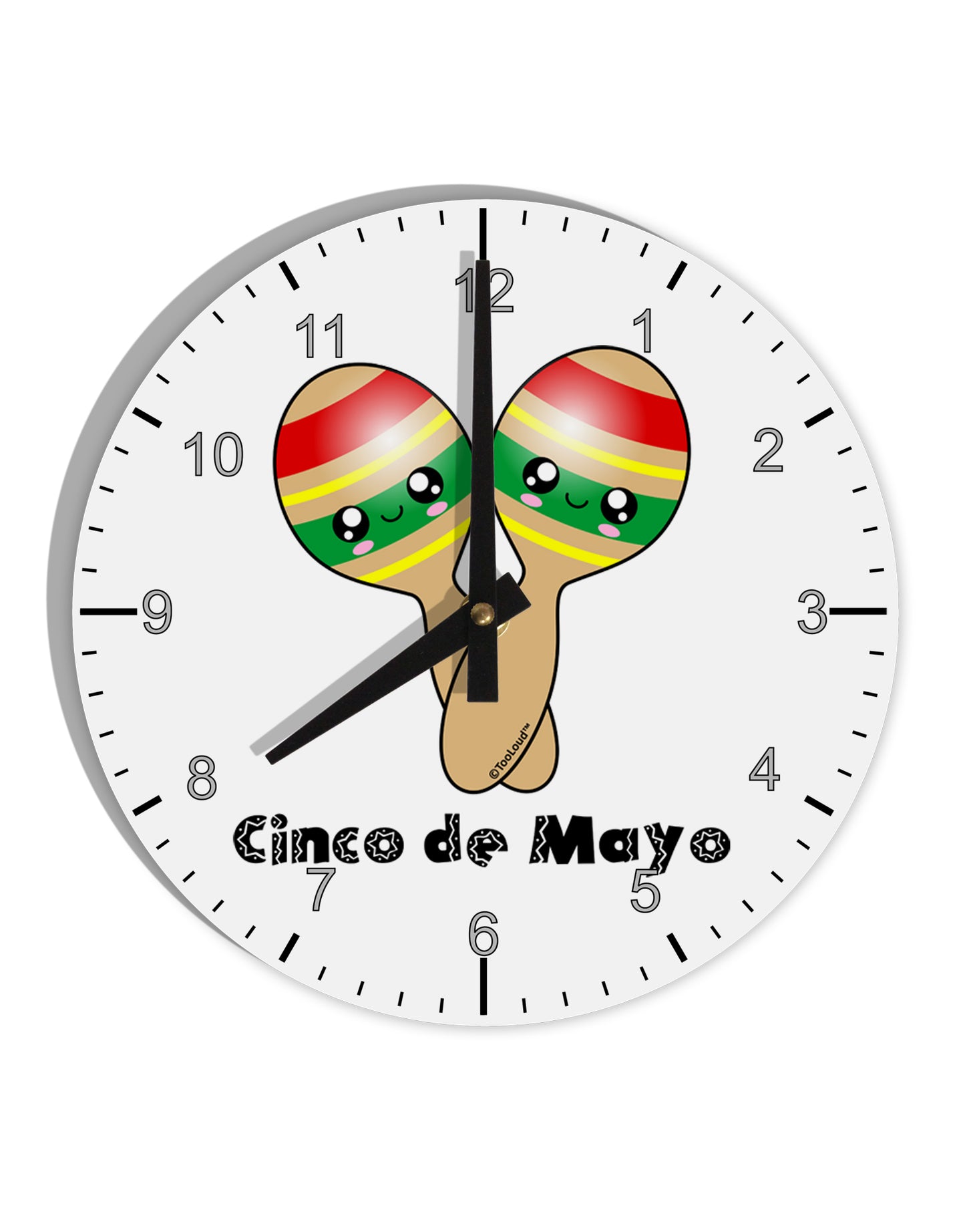Cute Maracas Design - Cinco de Mayo 10 InchRound Wall Clock with Numbers by TooLoud-Wall Clock-TooLoud-White-Davson Sales