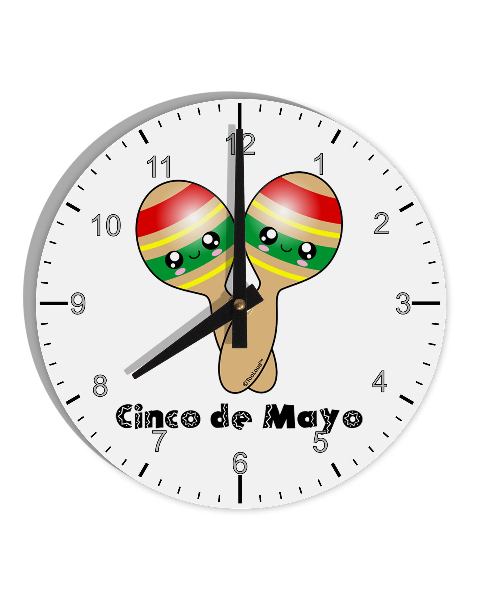 Cute Maracas Design - Cinco de Mayo 10 InchRound Wall Clock with Numbers by TooLoud-Wall Clock-TooLoud-White-Davson Sales