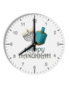 Blue & Silver Happy Hanukkah 10 InchRound Wall Clock with Numbers-Wall Clock-TooLoud-White-Davson Sales
