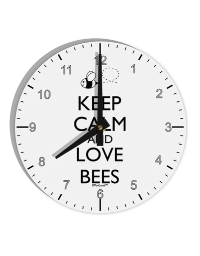 Keep Calm and Love Bees 10 InchRound Wall Clock with Numbers-Wall Clock-TooLoud-White-Davson Sales