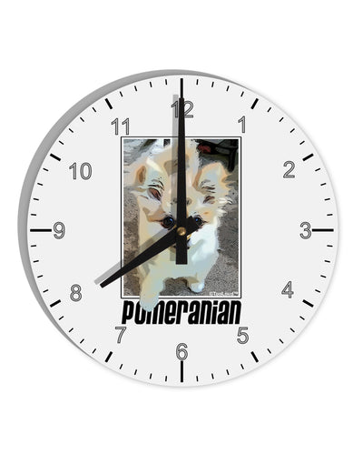 Pomeranian Step Out 10 InchRound Wall Clock with Numbers by TooLoud-Wall Clock-TooLoud-White-Davson Sales