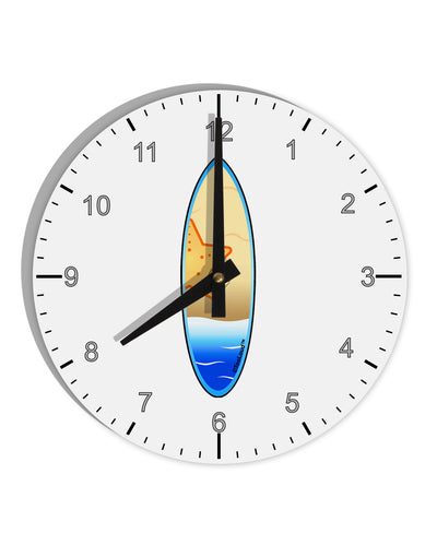 Starfish Surfboard 10 InchRound Wall Clock with Numbers by TooLoud-Wall Clock-TooLoud-White-Davson Sales