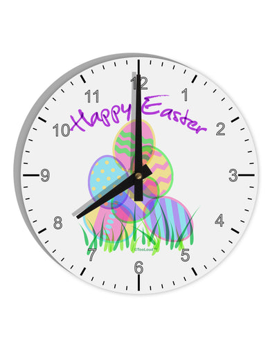 Happy Easter Gel Look Print 10 InchRound Wall Clock with Numbers-Wall Clock-TooLoud-White-Davson Sales