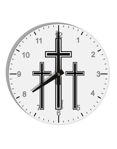 Three Cross Design - Easter 10 InchRound Wall Clock with Numbers by TooLoud-Wall Clock-TooLoud-White-Davson Sales