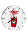 Red Cup Satan Coffee 10 InchRound Wall Clock with Numbers by TooLoud-Wall Clock-TooLoud-White-Davson Sales