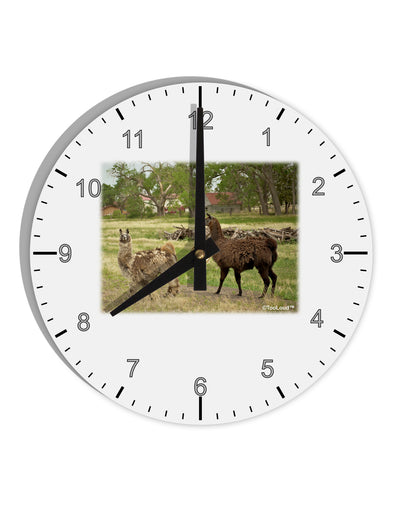 Standing Llamas 10 InchRound Wall Clock with Numbers by TooLoud-Wall Clock-TooLoud-White-Davson Sales