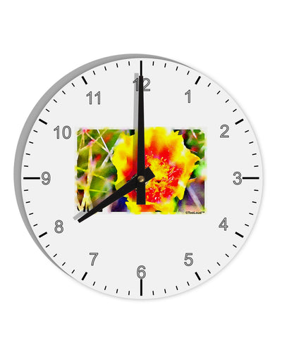 Bee Cactus Watercolor 10 InchRound Wall Clock with Numbers-Wall Clock-TooLoud-White-Davson Sales