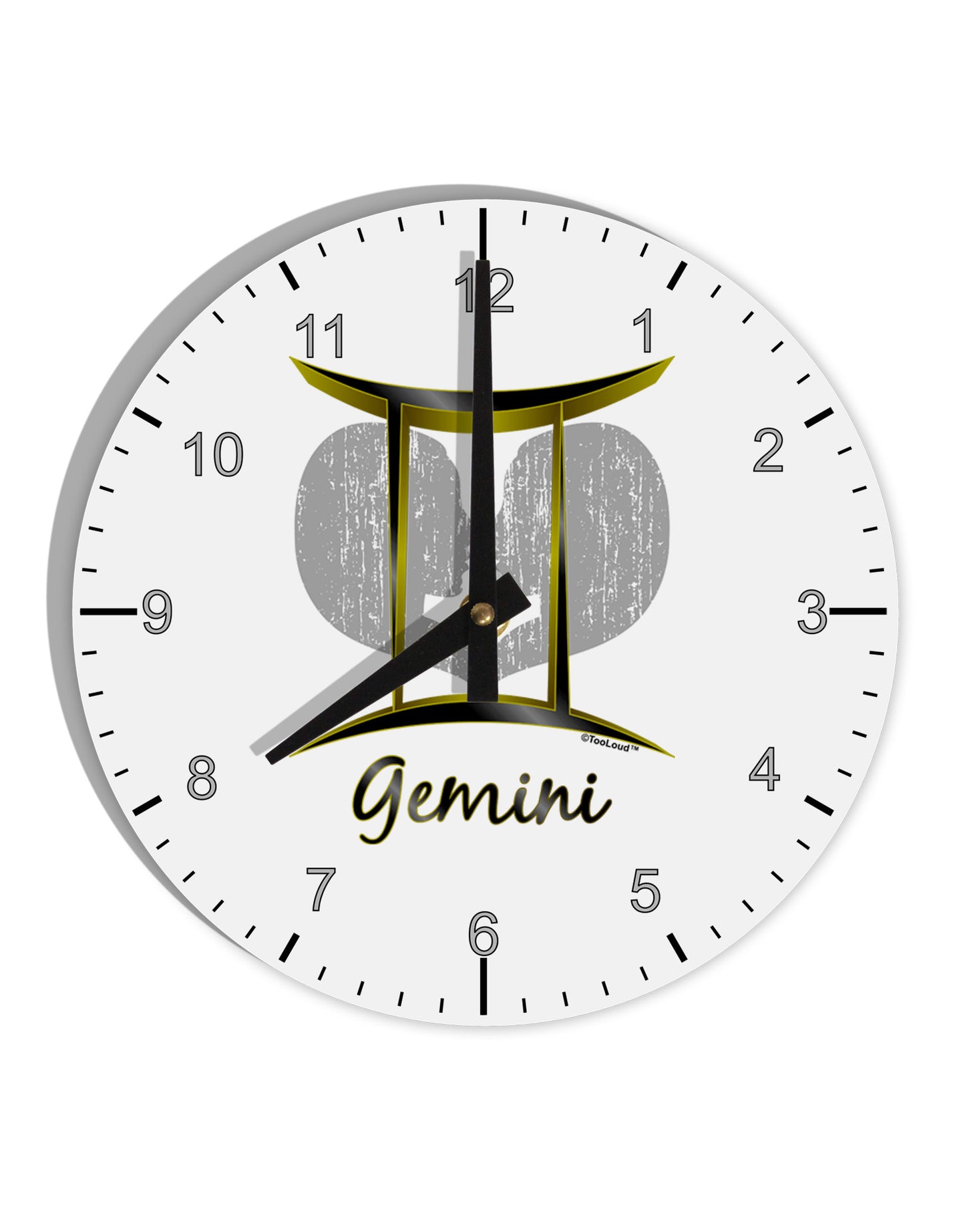 Gemini Symbol 10 InchRound Wall Clock with Numbers-Wall Clock-TooLoud-White-Davson Sales