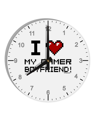 I Heart My Gamer Boyfriend 10 InchRound Wall Clock with Numbers-Wall Clock-TooLoud-White-Davson Sales