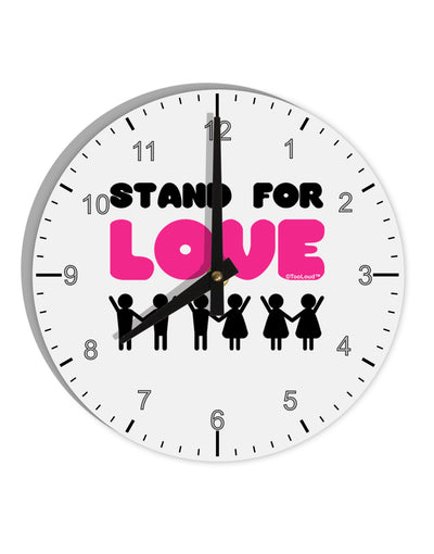 Stand For Love Pink 10 InchRound Wall Clock with Numbers-Wall Clock-TooLoud-White-Davson Sales