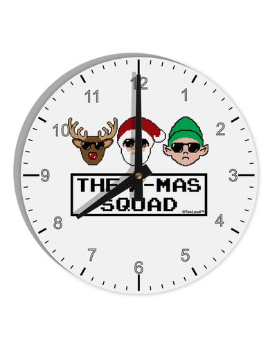 The X-mas Squad Text 10 InchRound Wall Clock with Numbers-Wall Clock-TooLoud-White-Davson Sales