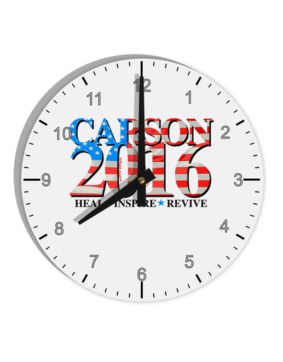 Carson Flag Slogan 10 InchRound Wall Clock with Numbers-Wall Clock-TooLoud-White-Davson Sales