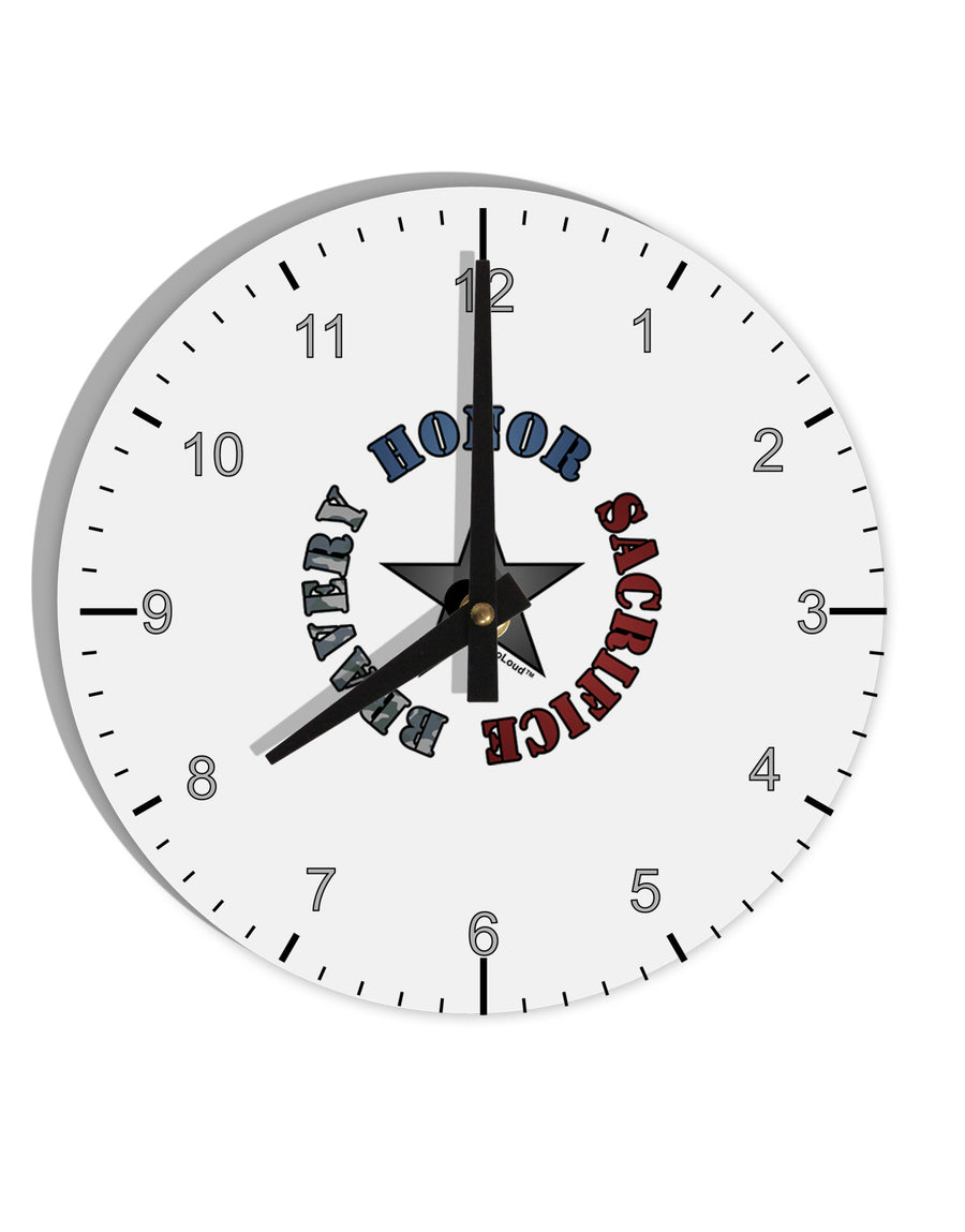 Honor Sacrifice Bravery 10 InchRound Wall Clock with Numbers by TooLoud-Wall Clock-TooLoud-White-Davson Sales