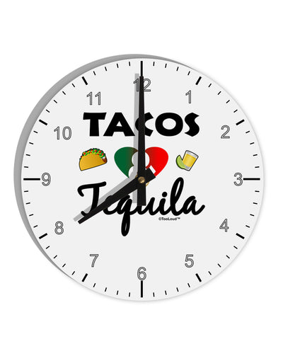 Tacos & Tequila 10 InchRound Wall Clock with Numbers-Wall Clock-TooLoud-White-Davson Sales