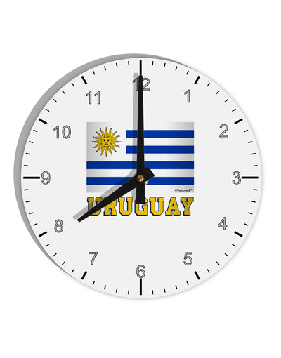 Uruguay Flag 10 InchRound Wall Clock with Numbers-Wall Clock-TooLoud-White-Davson Sales