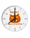 Cat-O-Lantern With Text 10 InchRound Wall Clock with Numbers-Wall Clock-TooLoud-White-Davson Sales