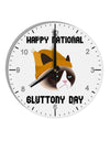 Gluttony Day Disgruntled Cat 10 InchRound Wall Clock with Numbers by TooLoud-Wall Clock-TooLoud-White-Davson Sales