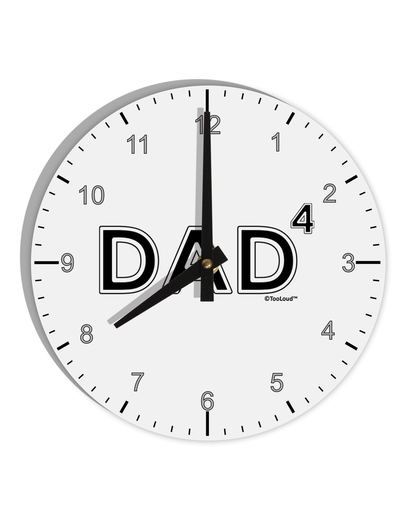Dad to the Fourth Power - Dad of Four 10 InchRound Wall Clock with Numbers-Wall Clock-TooLoud-White-Davson Sales