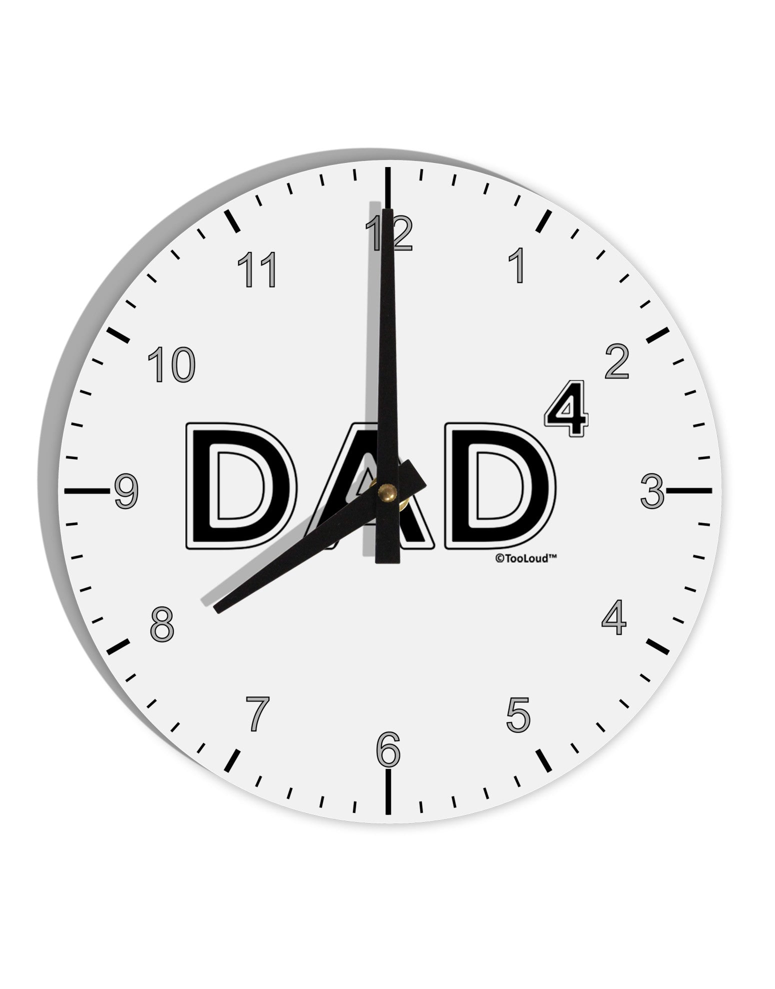 Dad to the Fourth Power - Dad of Four 10 InchRound Wall Clock with Numbers-Wall Clock-TooLoud-White-Davson Sales