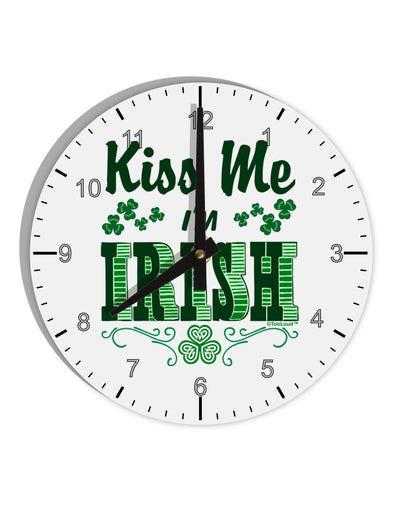 Kiss Me I'm Irish St Patricks Day 10 InchRound Wall Clock with Numbers-Wall Clock-TooLoud-White-Davson Sales