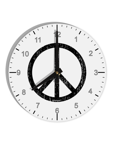 Peace Sign Symbol - Distressed 10 InchRound Wall Clock with Numbers-Wall Clock-TooLoud-White-Davson Sales