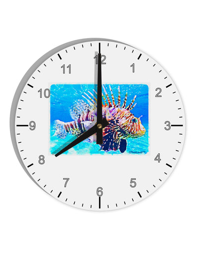 Lionfish in Watercolor 10 InchRound Wall Clock with Numbers by TooLoud-Wall Clock-TooLoud-White-Davson Sales