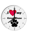 I Heart My Great Dane 10 InchRound Wall Clock with Numbers by TooLoud-Wall Clock-TooLoud-White-Davson Sales